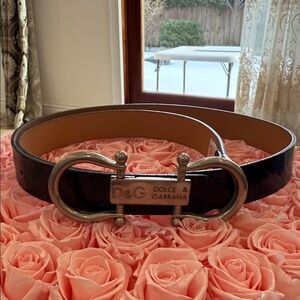 Dolce & Gabbana Black Belt with Silver Buckle